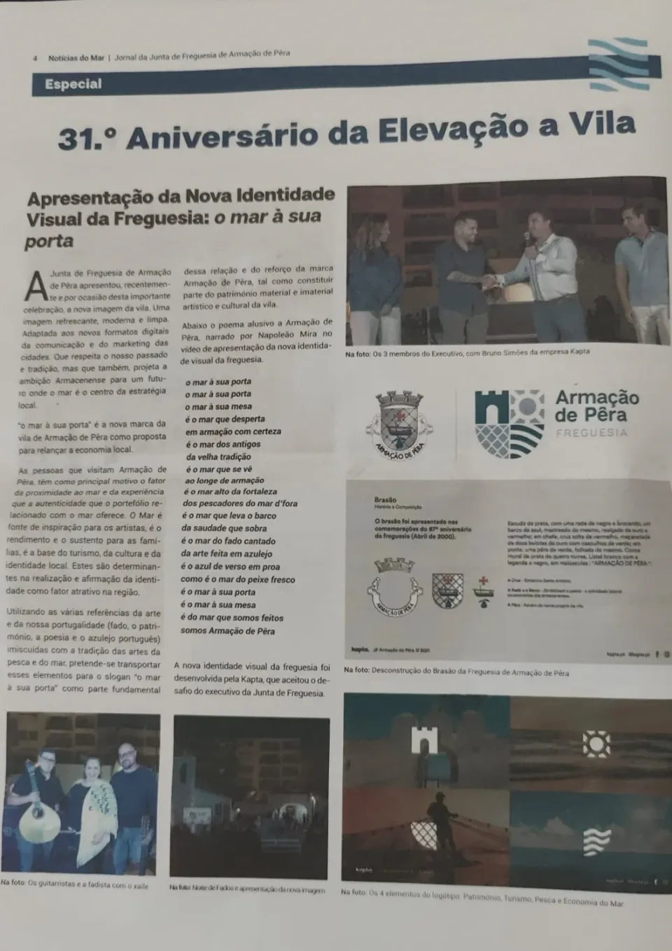 Notícia sobre a identidade visual de Armação de Pêra criada pela Kapta